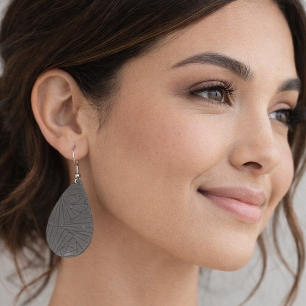 Gray Teardrop Earrings
